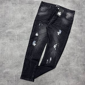 Calça Jeans Escura respingos - 0334