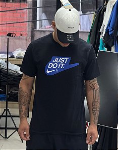 Camiseta Nike Sportswear Just do It Preto + Azul