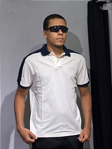 POLO TOMMY HILFIGER-BEGE E AZUL MARINHO