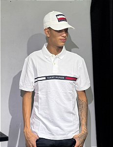 POLO TOMMY HILFIGER-FAIXA BRANCA