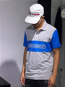 POLO TOMMY HILFIGER- CINZA E AZUL ROYAL