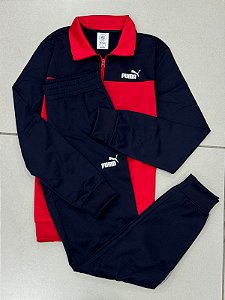 CONJUNTO PUMA POLY COLORBLOCK SUIT- AZUL MARINHO E VERMELHO