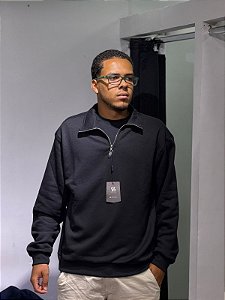 Moletom basic Half zip - Preto