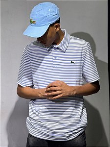 POLO LACOSTE SPORT LISTRADA- BRANCA AZUL BB