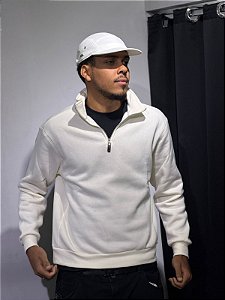 Moletom basic Half zip - Off white