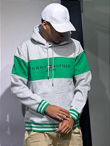 Moletom tommy hilfiger faixa verde + cinza