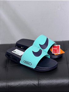 CHINELO SLIDE NIKE CIRRO- AZUL MARINHO E VERDE ÁGUA