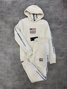 Conjunto moletom AEROPOSTALE off white + branco