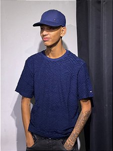 Camiseta tommy hilfiger monograma azul marinho