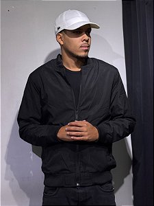 Jaqueta Bomber Nylon padrão Zara - preto