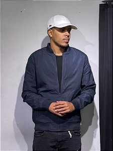 Jaqueta Bomber Nylon padrão Zara - azul marinho