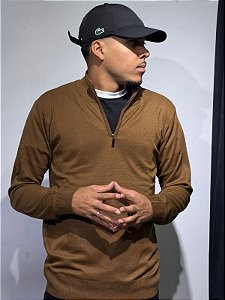 Sueter Half zip marrom chocolate (FINO)