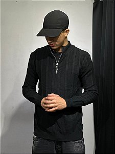 Half zip Malha Italiana (PRETO)