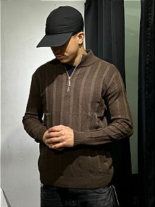 Half zip Malha Italiana (MARROM)