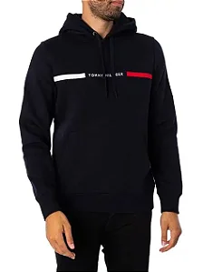 Moletom TOMMY HILFIGER CHEST INSERT HOODY PRETO