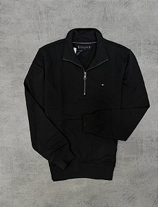 Moletom tommy hilfiger ESSENTIAL TERRY NEW 1/4 ZIP preto