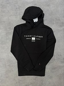 Moletom tommy hilfiger BRAND LOVE MONO STACK HOODY PRETO