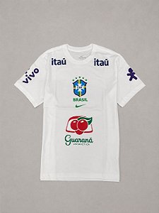 CAMISETA NIKE BRASIL PATROCINADORES ALGODÃO- BRANCA