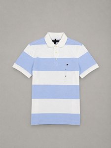 POLO TOMMY HILFIGER LISTRADA-  BRANCA E AZUL BEBÊ