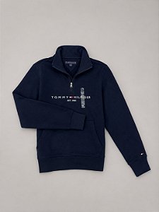 MOLETOM 1/4 ZIPER TOMMY HILFIGER- AZUL MARINHO