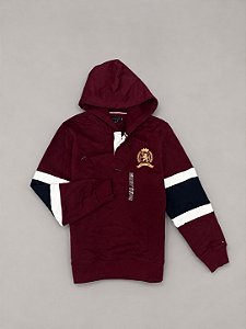 MOLETOM  TOMMY HILFIGER MANGA LISTRADA- VINHO