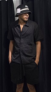 CONJUNTO DE CALOR LINHO TEXTURIZADO- PRETO
