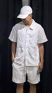 CONJUNTO DE CALOR LINHO TEXTURIZADO- BRANCO