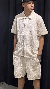CONJUNTO DE CALOR LINHO TEXTURIZADO- BEGE