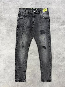 CALÇA JEANS LIMINAR ESCURA BOTÃO BRANCO-0927
