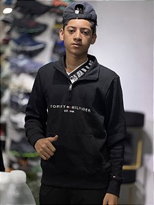 Moletom tommy hilfiger 1/4 ZIP Preto