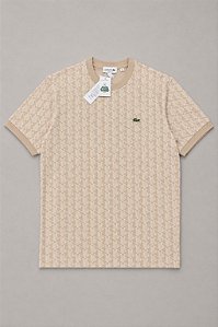 camiseta  lacoste  monograna bege