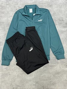 Conjunto puma tracksuit verde + preto 692630-41