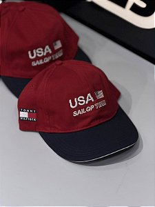 BONÉ TOMMY HILFIGER USA SAIL GP TEAM- VERMELHO/ ABA AZUL MARINHO