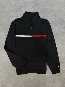 Moletom tommy hilfiger 2026 half ziper preto