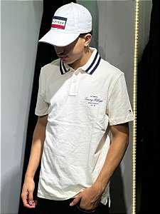 Polo tommy hilfiger off white + azul marinho - THMW0MW43288-Z00
