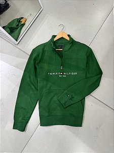 Moletom tommy hilf ziper - verde