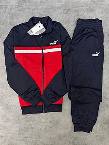 CONJUNTO PUMA POLY COLORBLOCK VERMELHO+AZUL MARINHO  694348-16