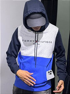 Moletom tommy hilfiger colorblock cinza + azul