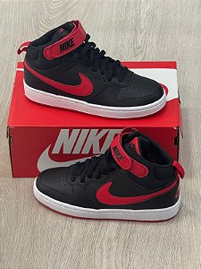 Tenis nike court Borough  Mid - Preto+ vermelho