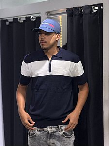 Polo texturizada Azul marinho - sfw14