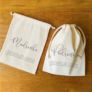 Saquinho de algodão "Padrinho e Madrinha" de CASAMENTO