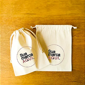 Saquinho de algodão cru personalizado 15x15