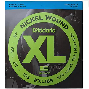 Encordoamento D'Addario para Contrabaixo 4 cordas, EXL165 045/105 Nickel Wound