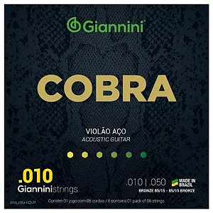 Encordoamento para Violão Aço Giannini Cobra 010/050 Bronze 85/15 GEEFLE