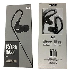 Fones de Ouvido VOKAL E40  EARPHONES  EXTRA BASS