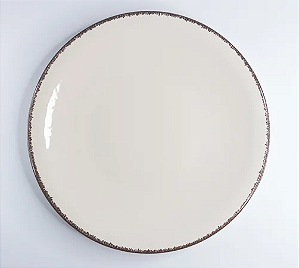 Conjunto 6 Pratos Rasos Porcelana Creme Rustica 27cm