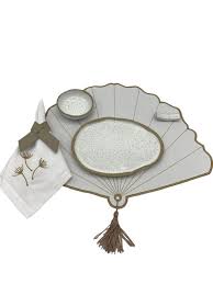 Jogo Americano Impermeável Pincelado Leque 6 peças