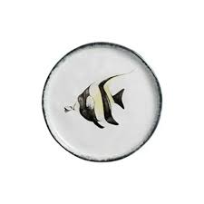 Jogo 6 Pratos Sobremesa Atlântica Cerâmica Estrela do Mar Cavalo Marinho Peixe 21cm Scalla