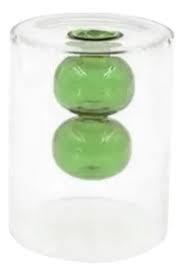 Conjunto Vaso De Vidro Duplo Verde