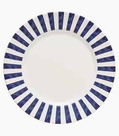 Conjunto 6 Prato Raso Aquarelle em Cerâmica Listras Azuis